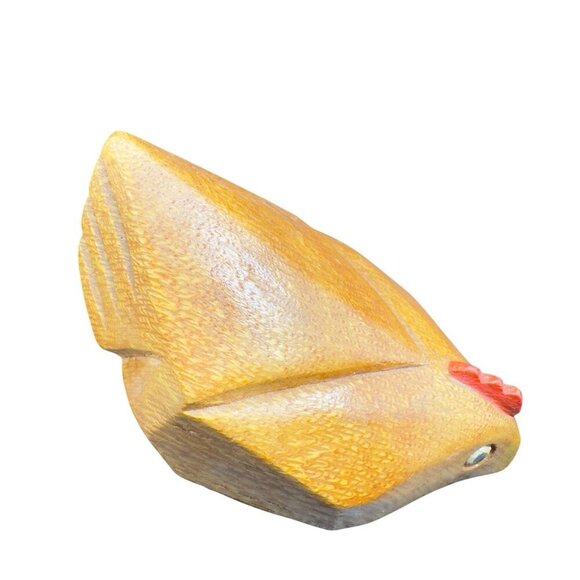 Hand Carved Wooden Chicken Hen Figurine Folk Art Figure Carved Decorative Hen - Picture 2 of 14
